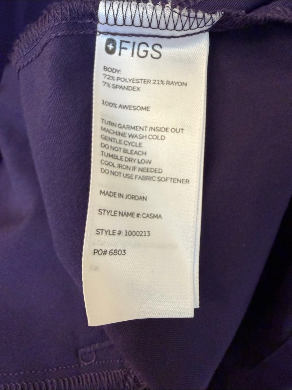 FIGS Casma Scrub Top & Yola Scrub Pants Purple Set 3XL - Picture 4 of 8